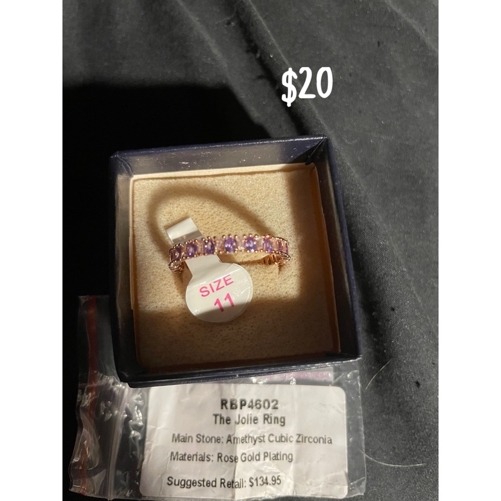 The Jolie Ring with Amethyst Cubic Zirconia and Rose Gold Plating